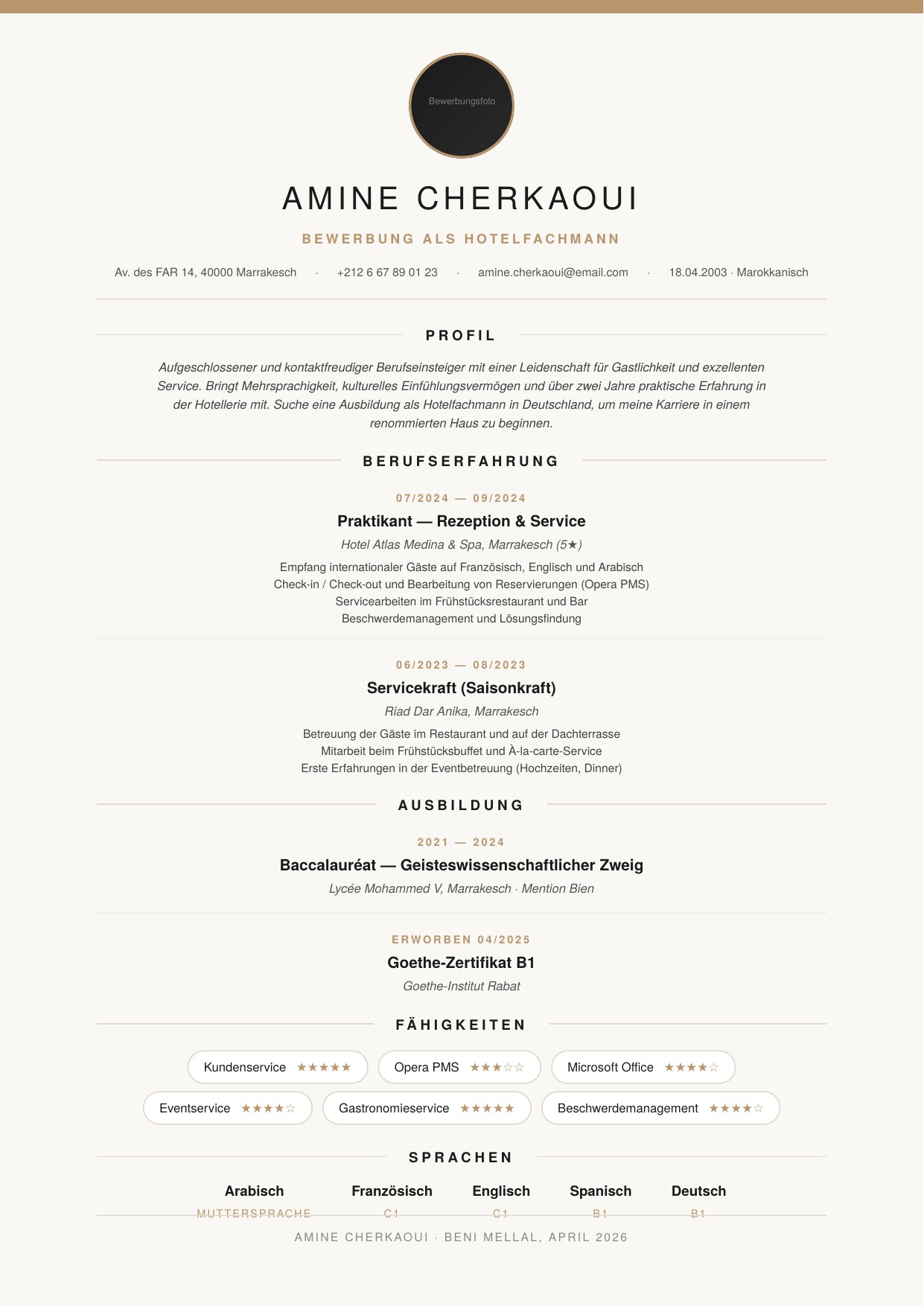 CV Hotelfachmann