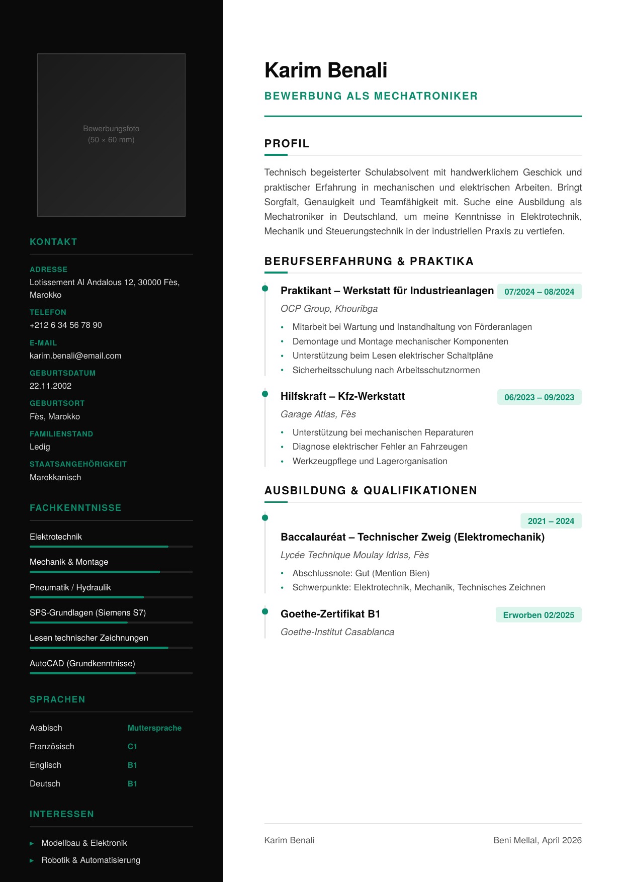 CV Mechatroniker